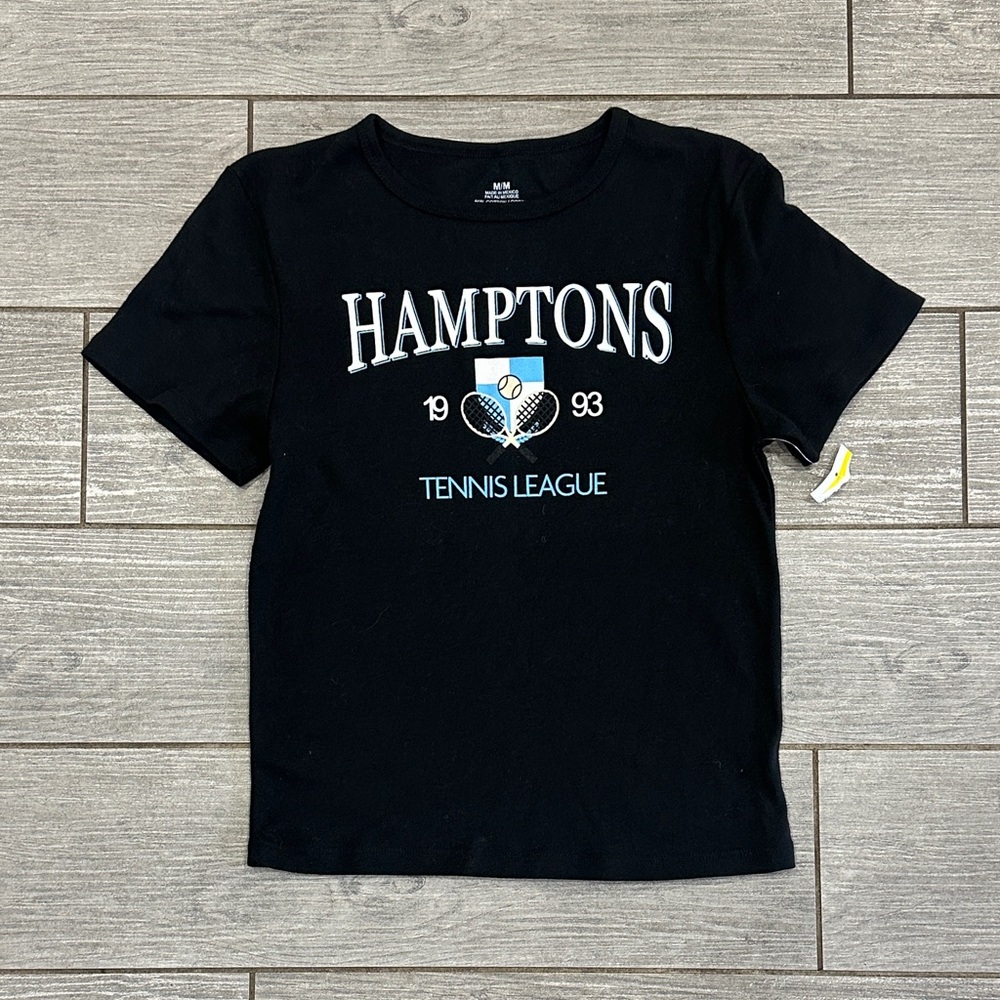 Hamptons Tennis League Black Tee Size Medium New!